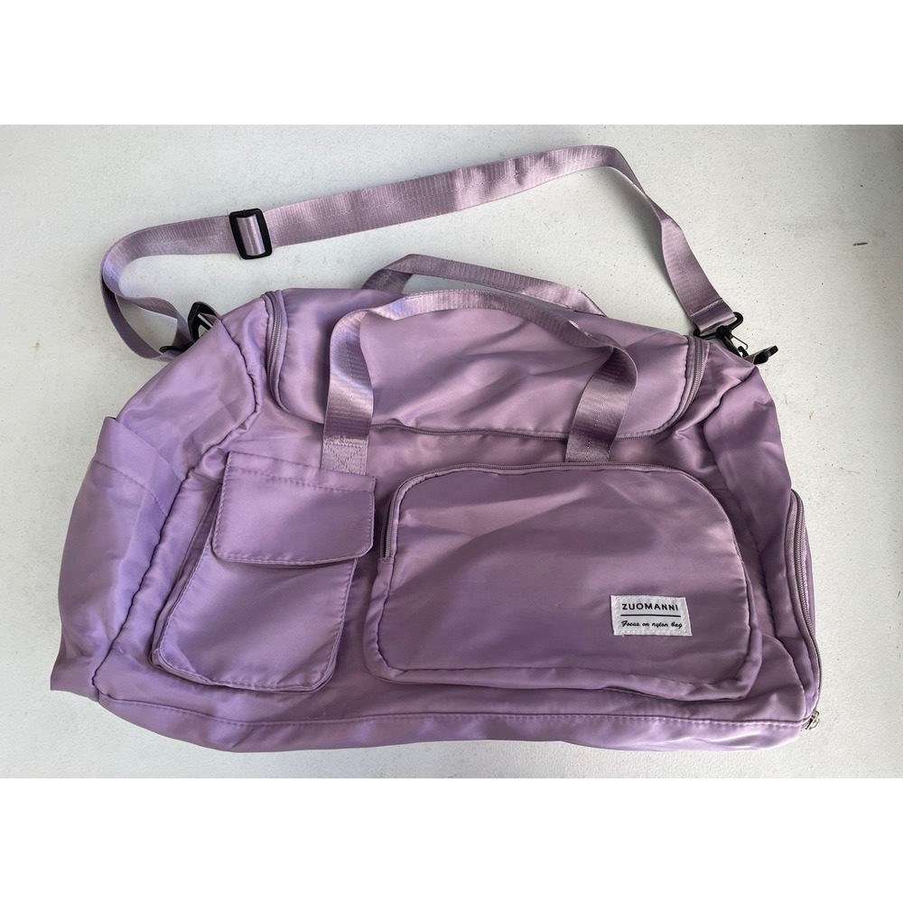 ZUOMANNI Purple Nylon Travel Duffle Bag 20x12x8 Gym Weekender Carry On